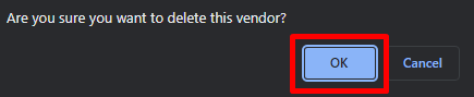Are you sure you want to delete this vendor? 
Cancel 