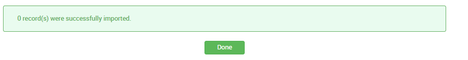 0 record(s) were successfully imported. 
Done 