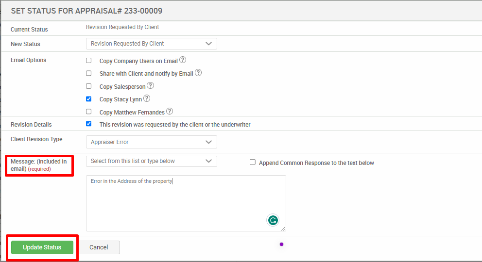 Review Client Revision Request and Forward it to the Appraiser ...