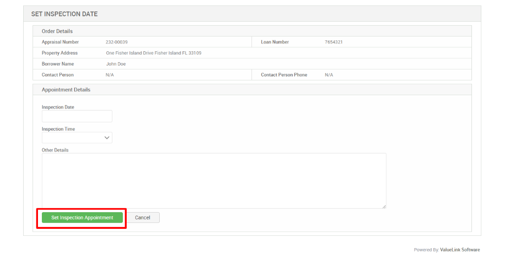 Order Management (Appraiser) - Set Up An Inspection Appointment ...
