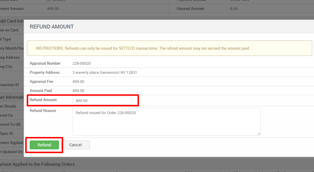 How to Issue Refunds for an Order ValueLink Software